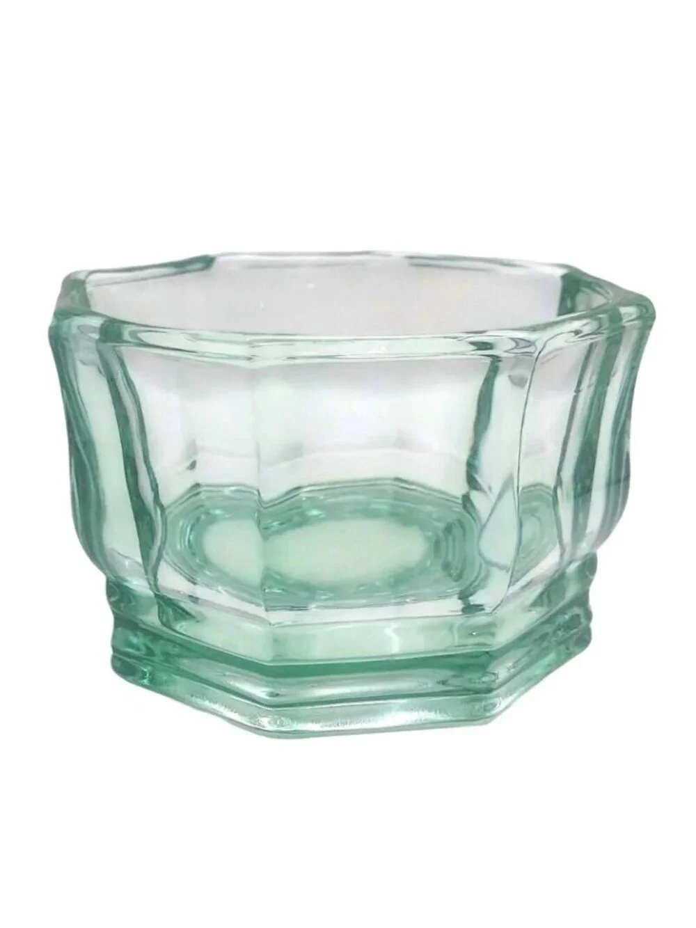 Indiana Glass Candy Dish Light Green Octagonal Concord MCM Art Deco Vintage